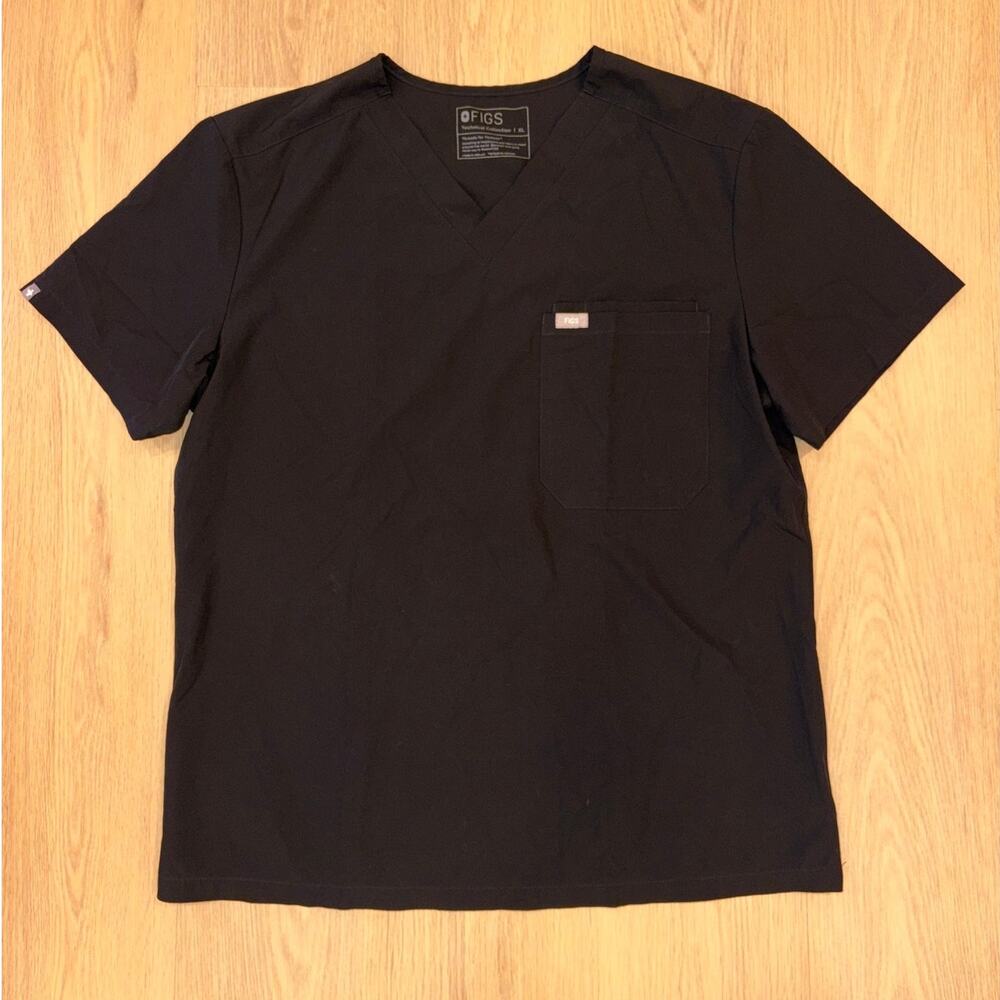Figs black quick dry short sleeve scrubs top mens size XL